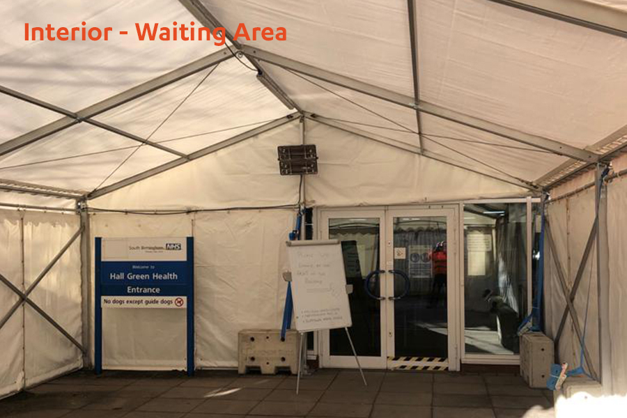 Medical centre marquee interior