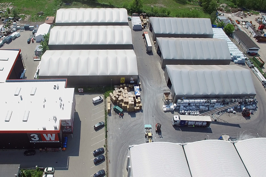 Insulated Temporary Buildings aerial view