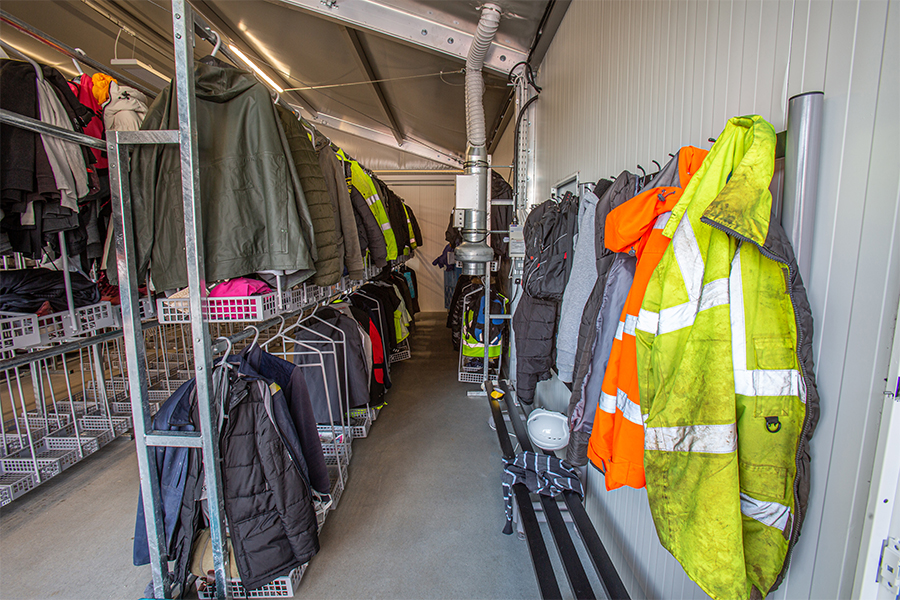 Construction site canteen temporary structure drying room