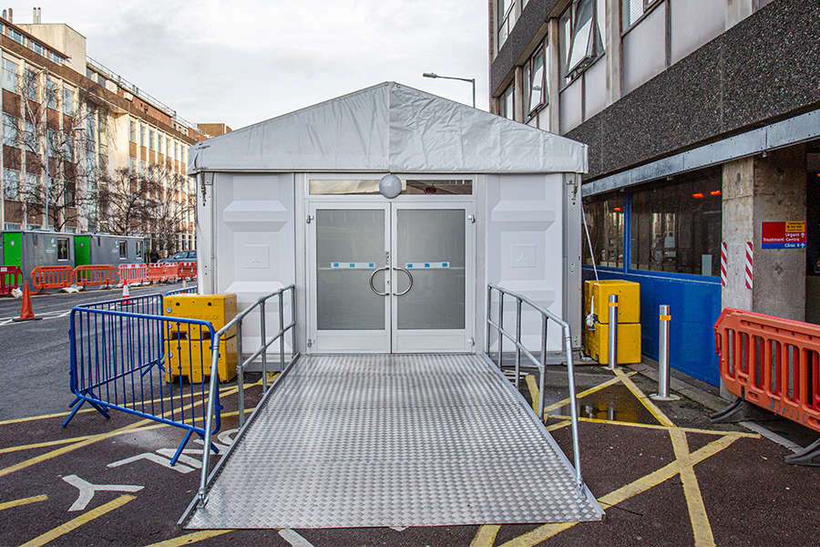 Emergency A&E Marquee with access ramp and double doors
