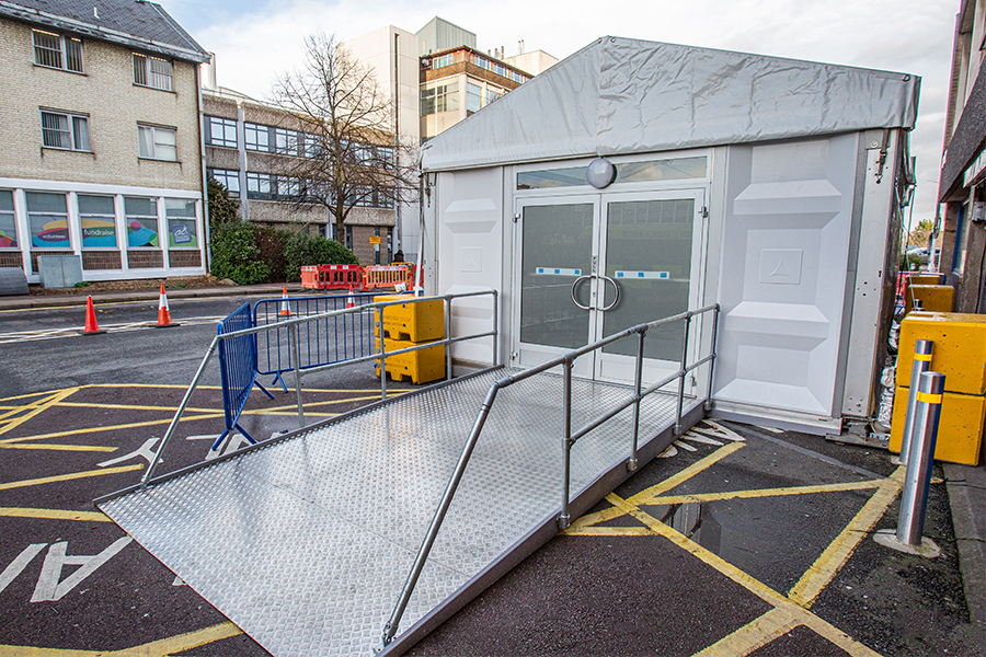 Emergency A&E Marquee with access ramp and double doors