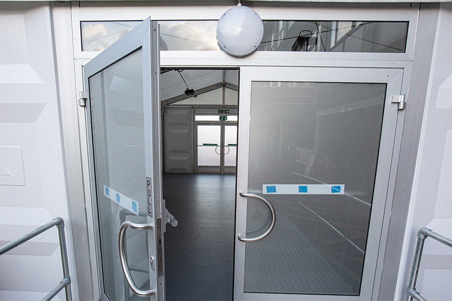 Emergency A&E Marquee with Double access door with emergency exit push bar