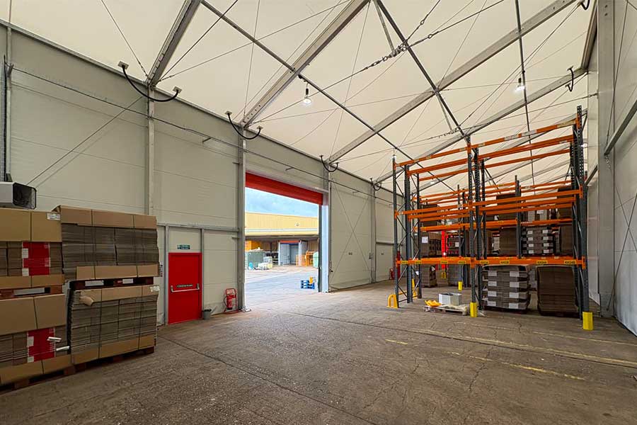 Insulated Temporary Warehouse with Internal Racking - UK